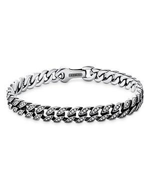 David Yurman Mens Curb Chain Bracelet in Sterling Silver with Diamonds, 8mm Product Image