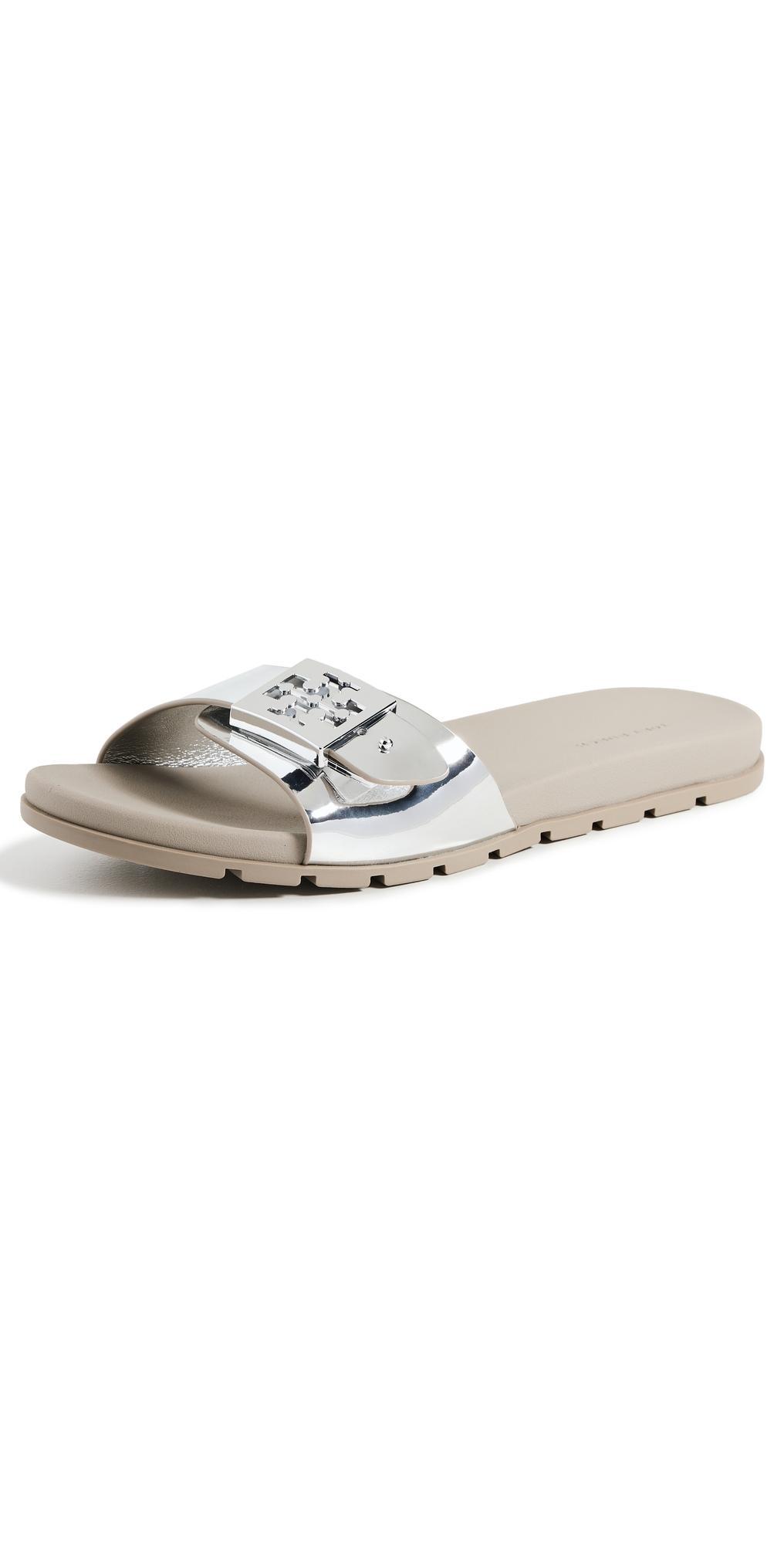 TORY BURCH Buckle Slide In Silver/silver/aluminum Product Image