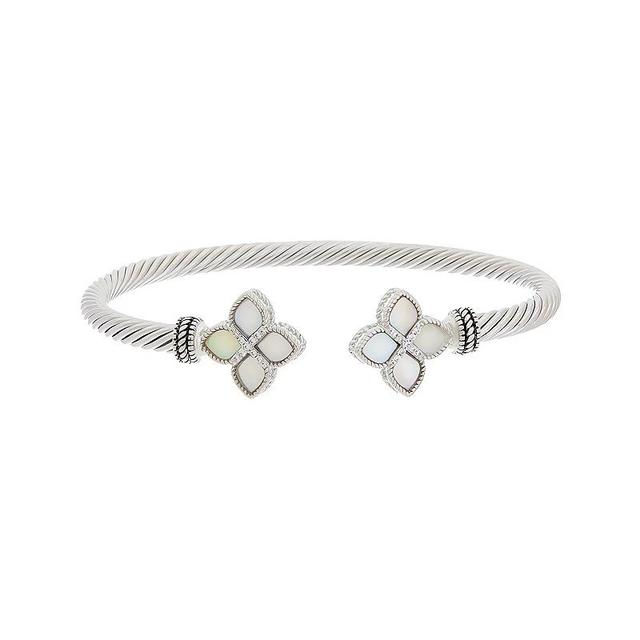 Juvell 18k White Gold Plated Blossom Ends Cuff Bracelet, Womens, Two Tone Product Image