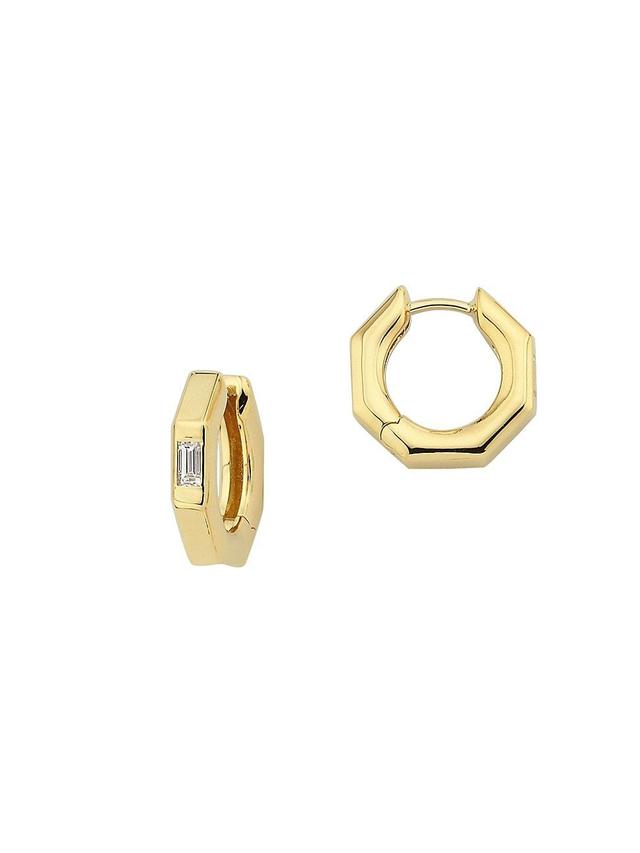 Womens Bubble 18K Yellow Gold & 0.13 TCW Diamond Medium Geometric Hoop Earrings Product Image