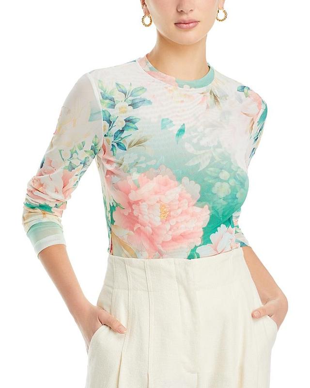 Womens Ruksana Floral Long-Sleeve Mesh T-Shirt Product Image