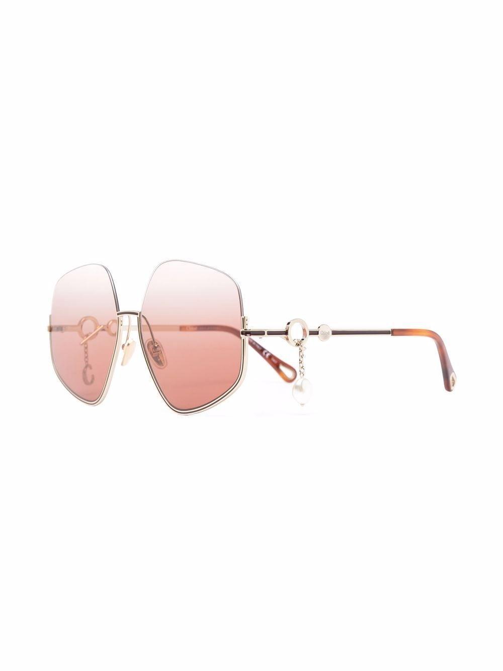 Oversized-frame Gradient Sunglasses In Gold Product Image