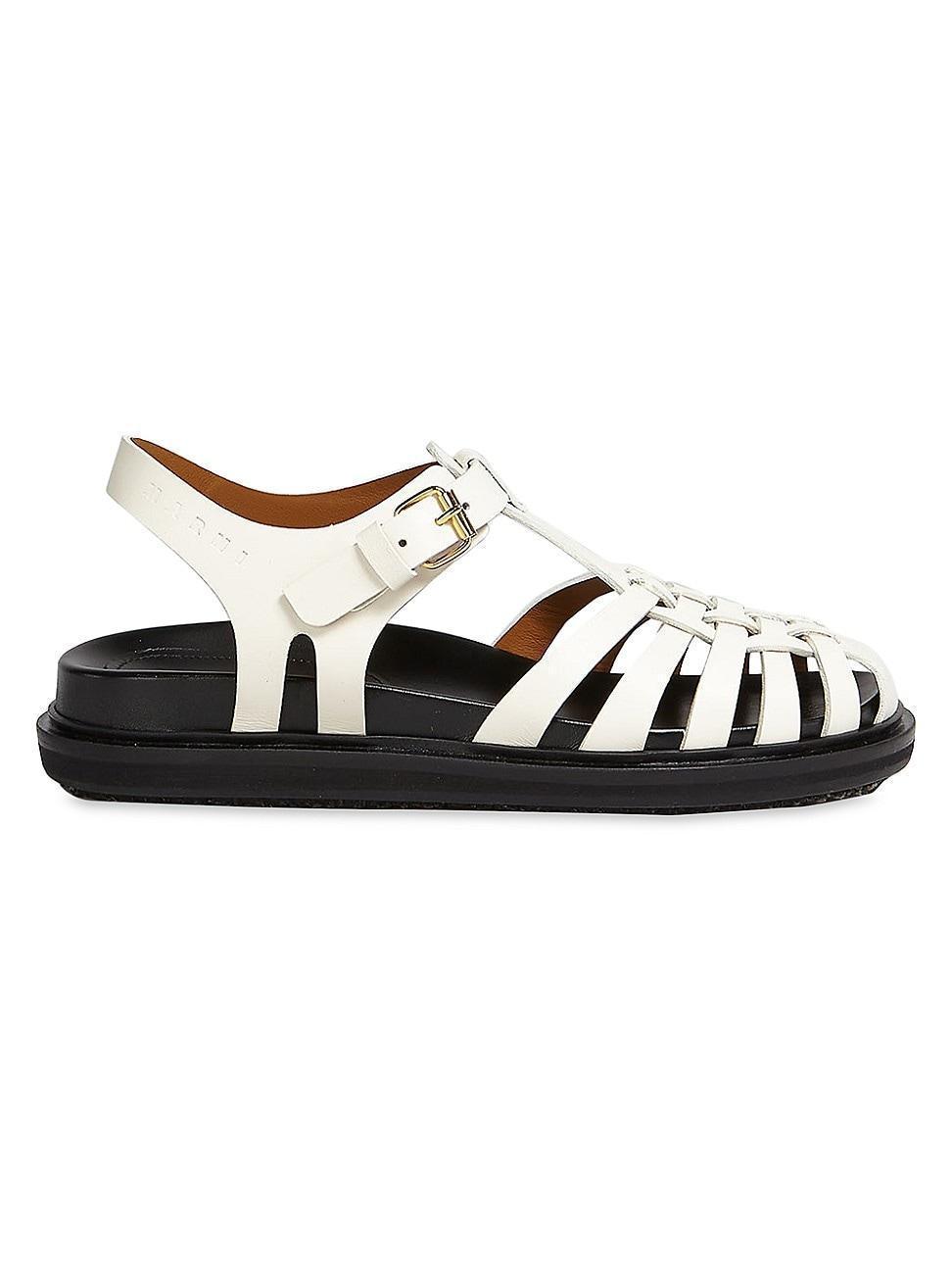 Womens Leather Fisherman Sandals - Stone White - Size 6.5 Product Image