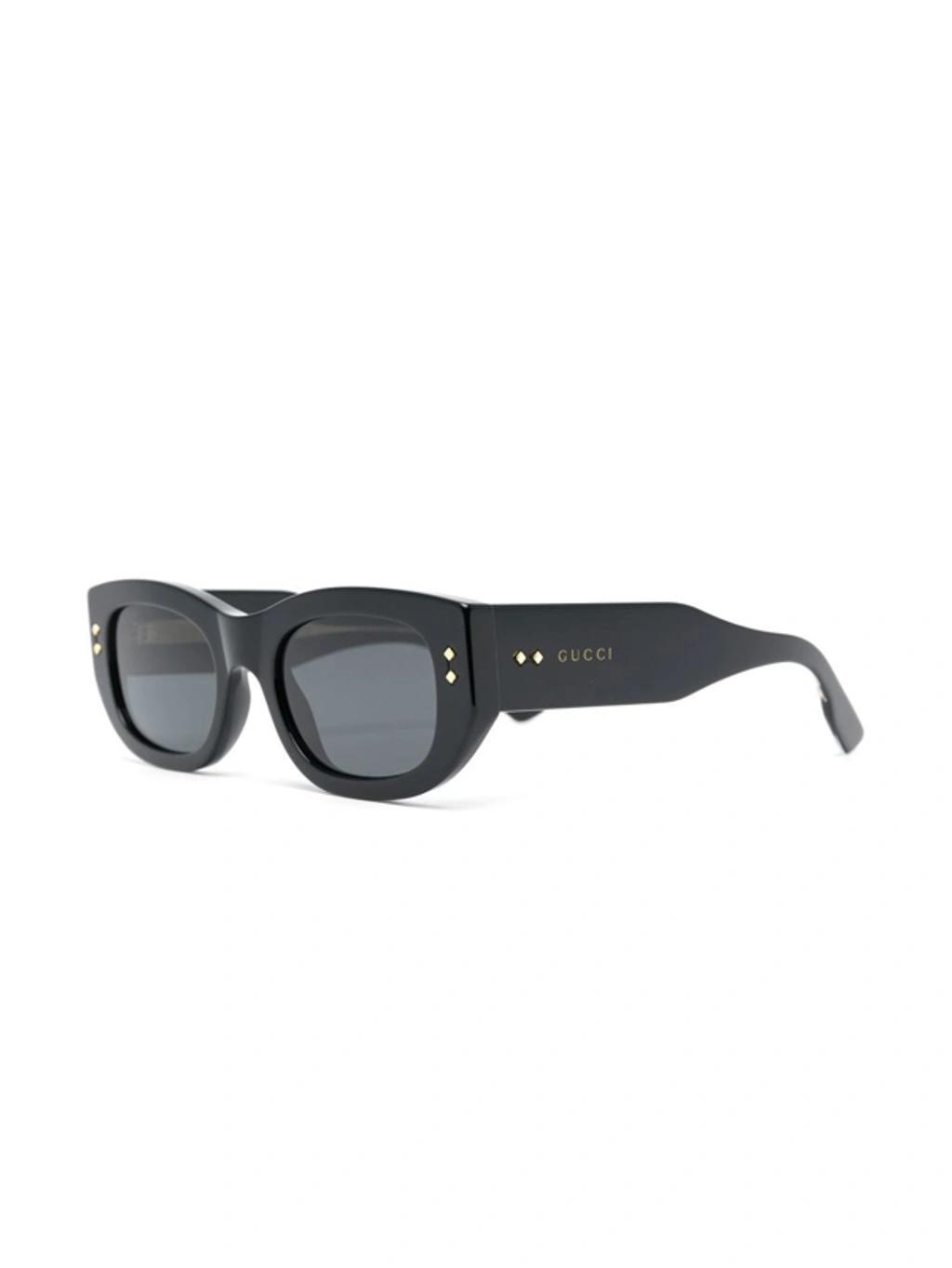 Rectangle-frame Tinted Sunglasses In Black Product Image