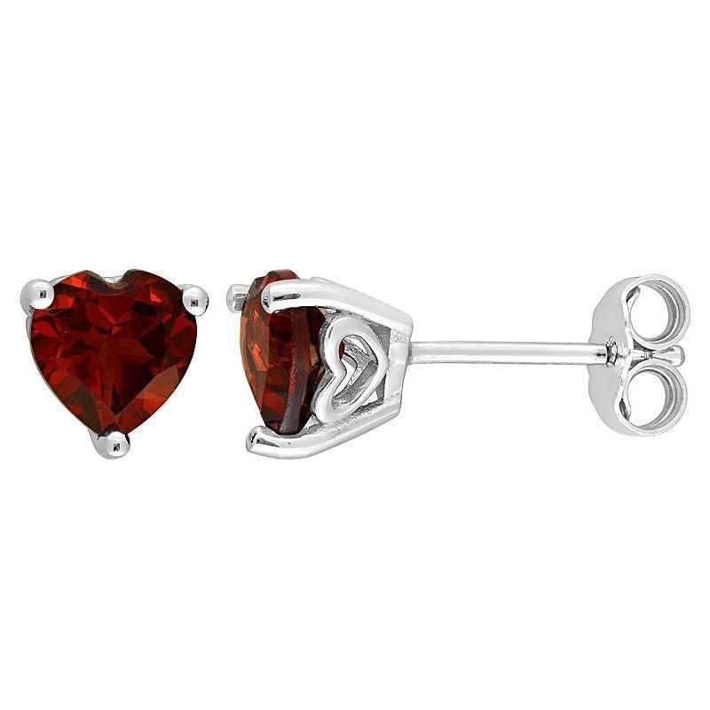 Stella Grace Sterling Silver & Gemstone Heart Stud Earrings, Womens, Red Product Image