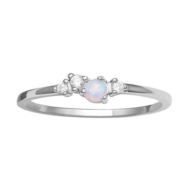 PRIMROSE Sterling Silver Opal & Cubic Zirconia Cluster Ring, Womens White Product Image