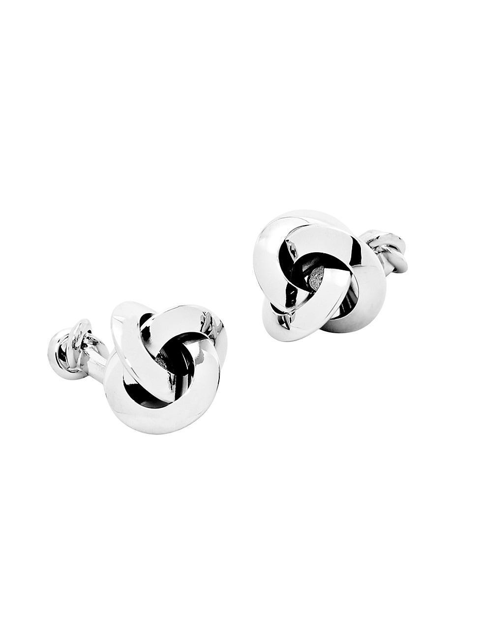 Mens Double-Sided Silver Knot Cufflinks Product Image