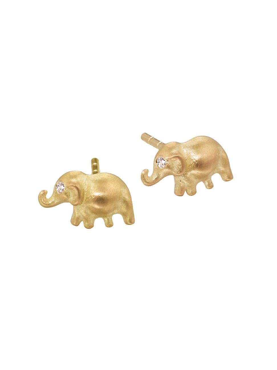 Womens Fairy Dust 18K Yellow Gold & 0.01 TCW Diamond Elephant Stud Earrings Product Image