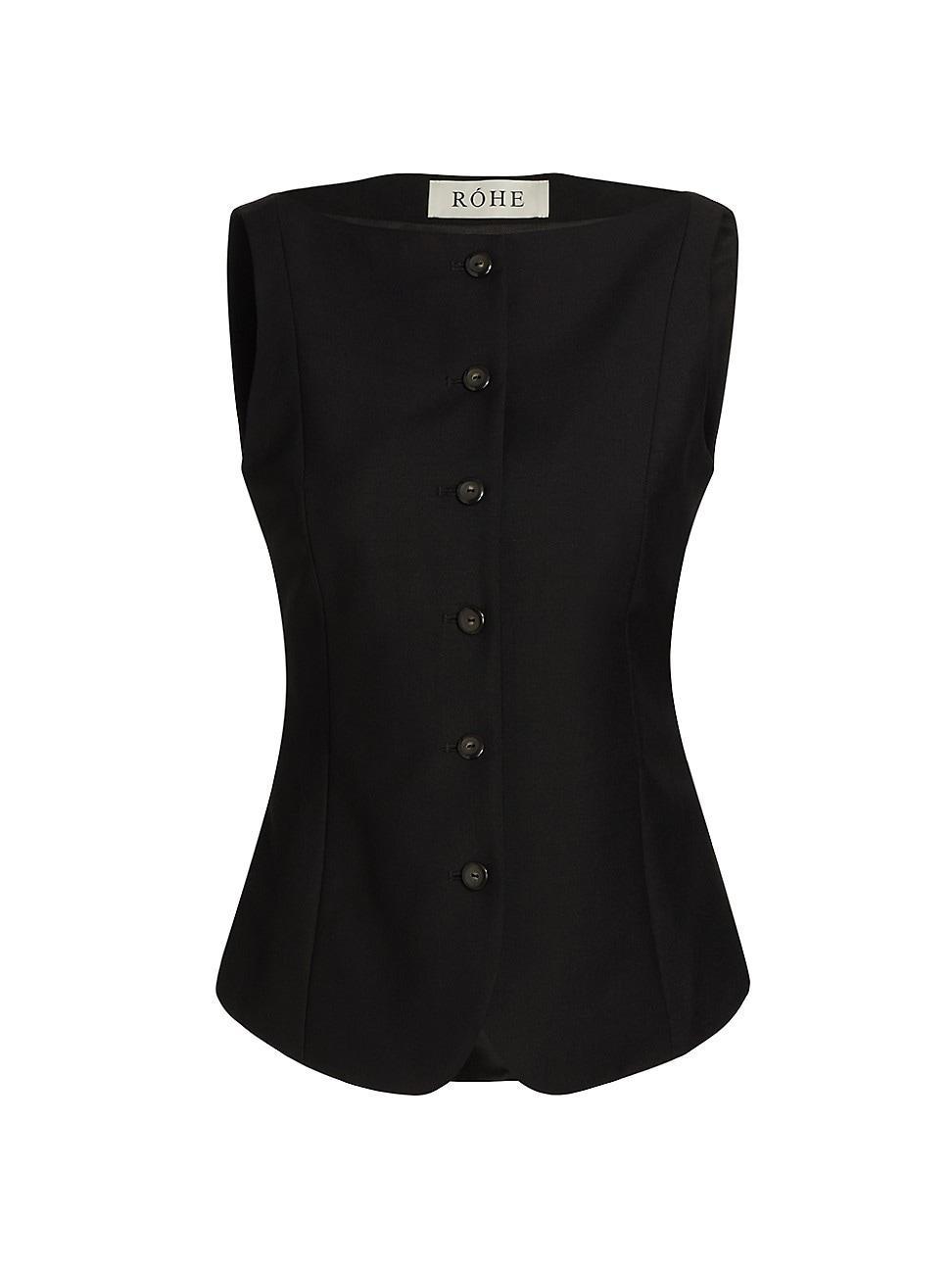 Womens Wool-Mohair Boatneck Waistcoat Top Product Image