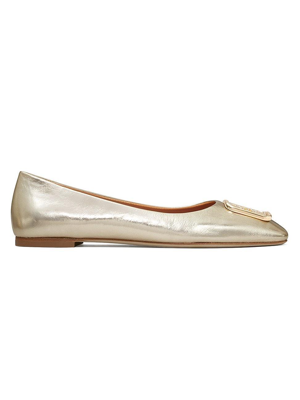 Womens Georgia Metallic Leather Ballet Flats Product Image