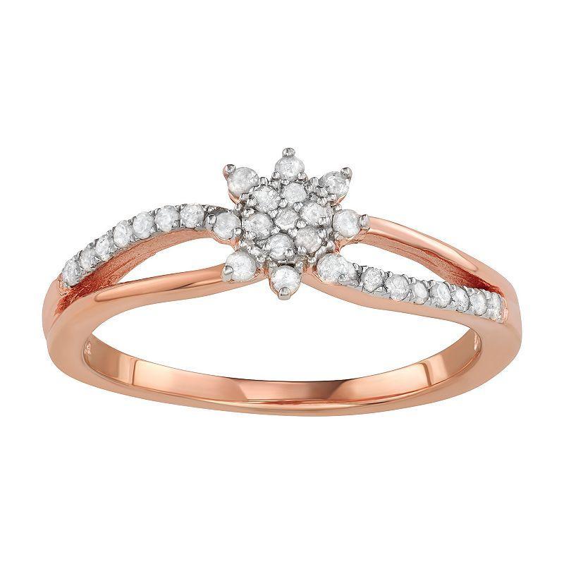 Jewelexcess 14k Rose Gold Over Silver 1/4 Carat T.W. Diamond Ring, Womens Pink Tone Product Image