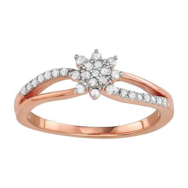 Jewelexcess 14k Rose Gold Over Silver 1/4 Carat T.W. Diamond Ring, Womens White Product Image