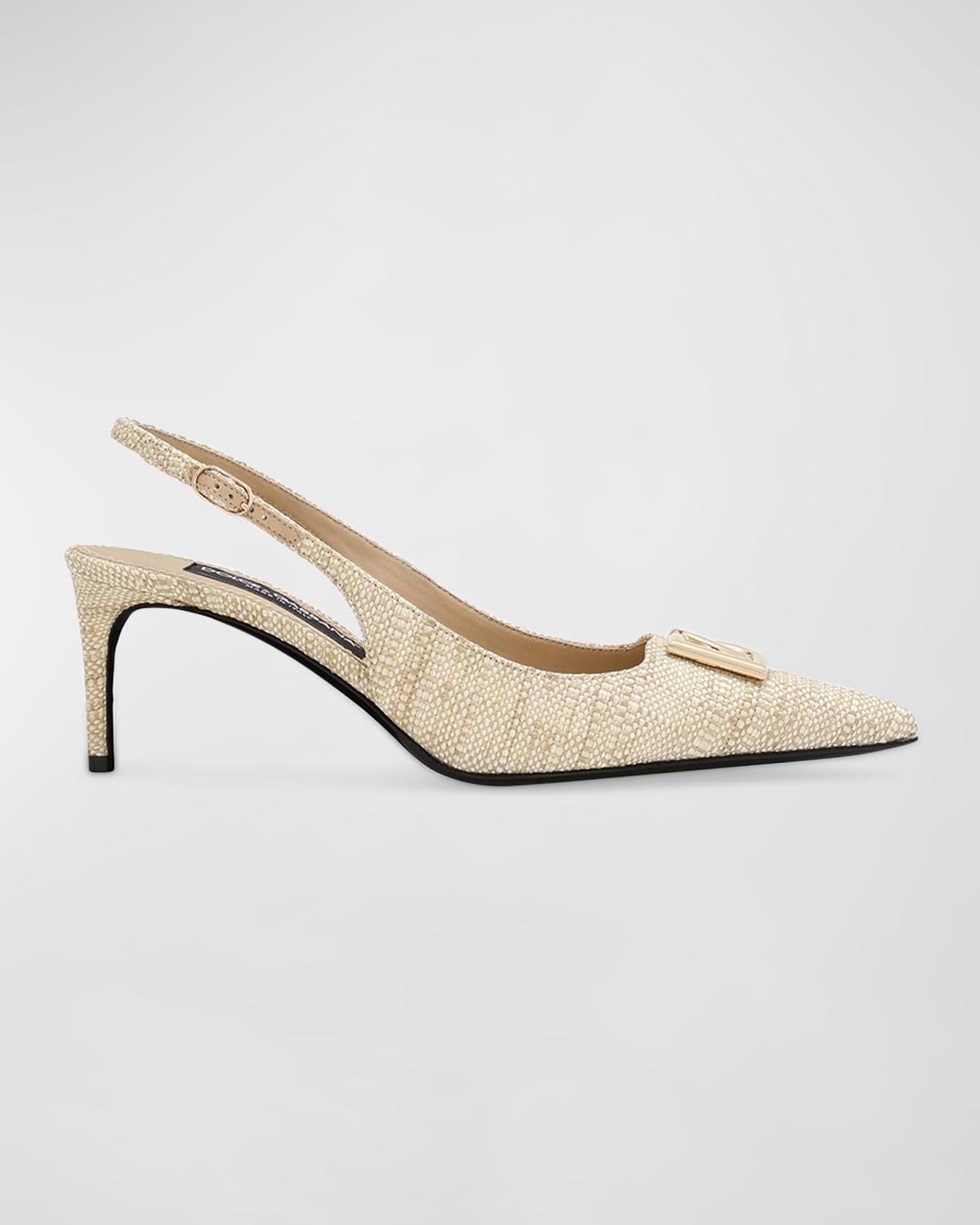 Raffia DG Medallion Slingback Pumps Product Image