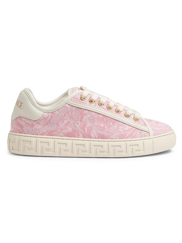 Womens Jacquard Leather-Trimmed Sneakers Product Image