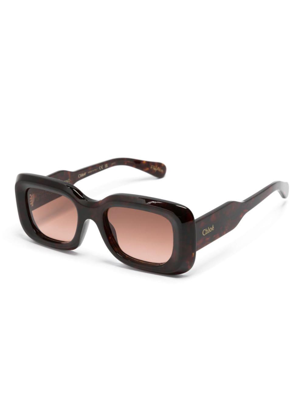 Logo-print Rectangle-frame Sunglasses In Braun Product Image