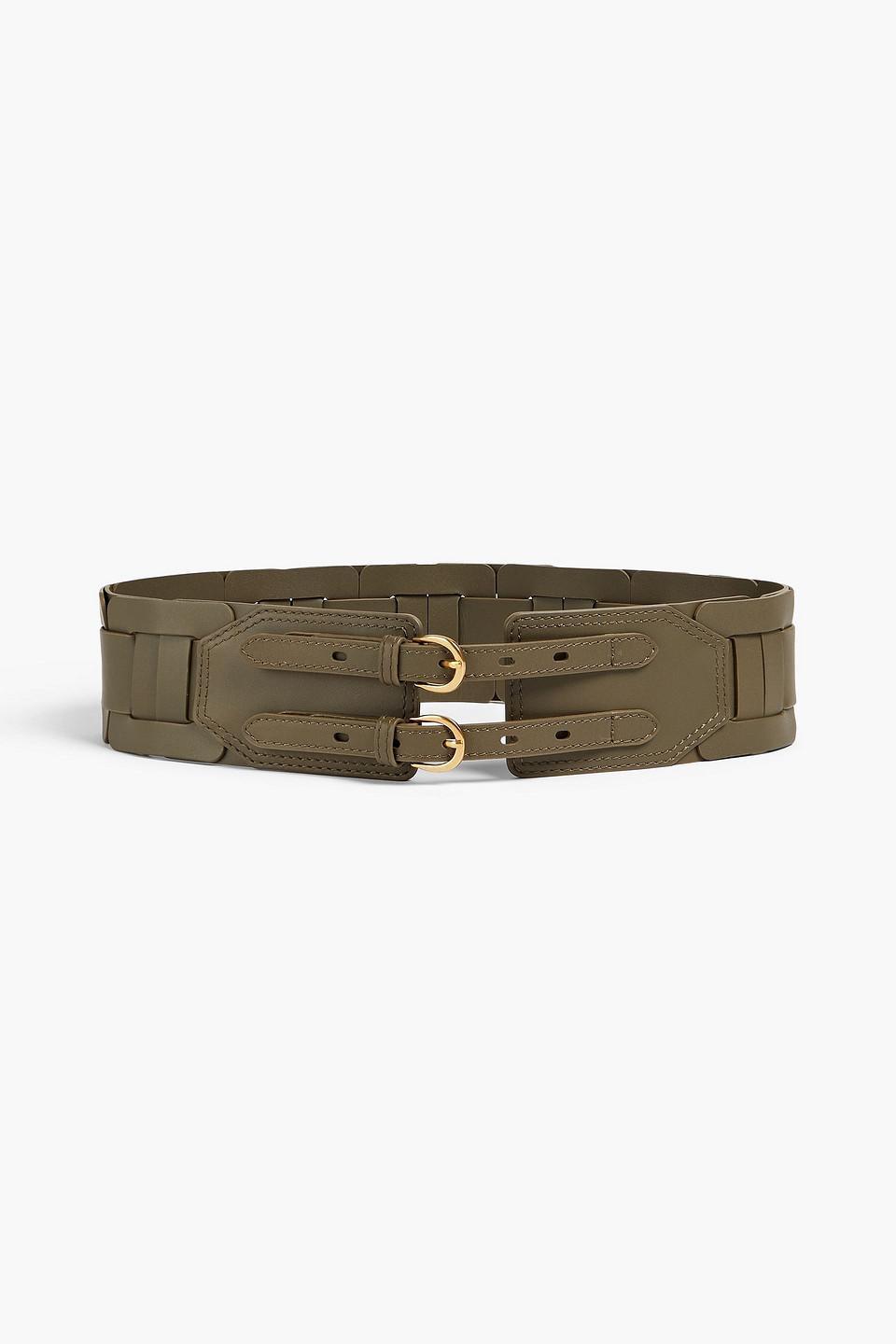 Leather Belt In Army Green Product Image