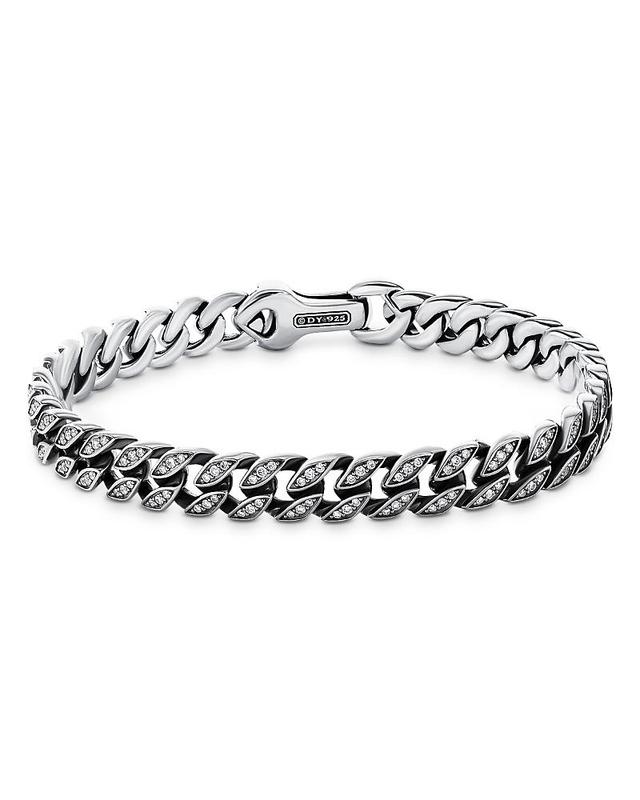 David Yurman Mens Sterling Silver Curb Chain Bracelet with Diamonds Product Image