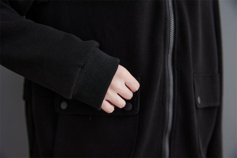 Stand Collar Plain Zip Jacket Product Image