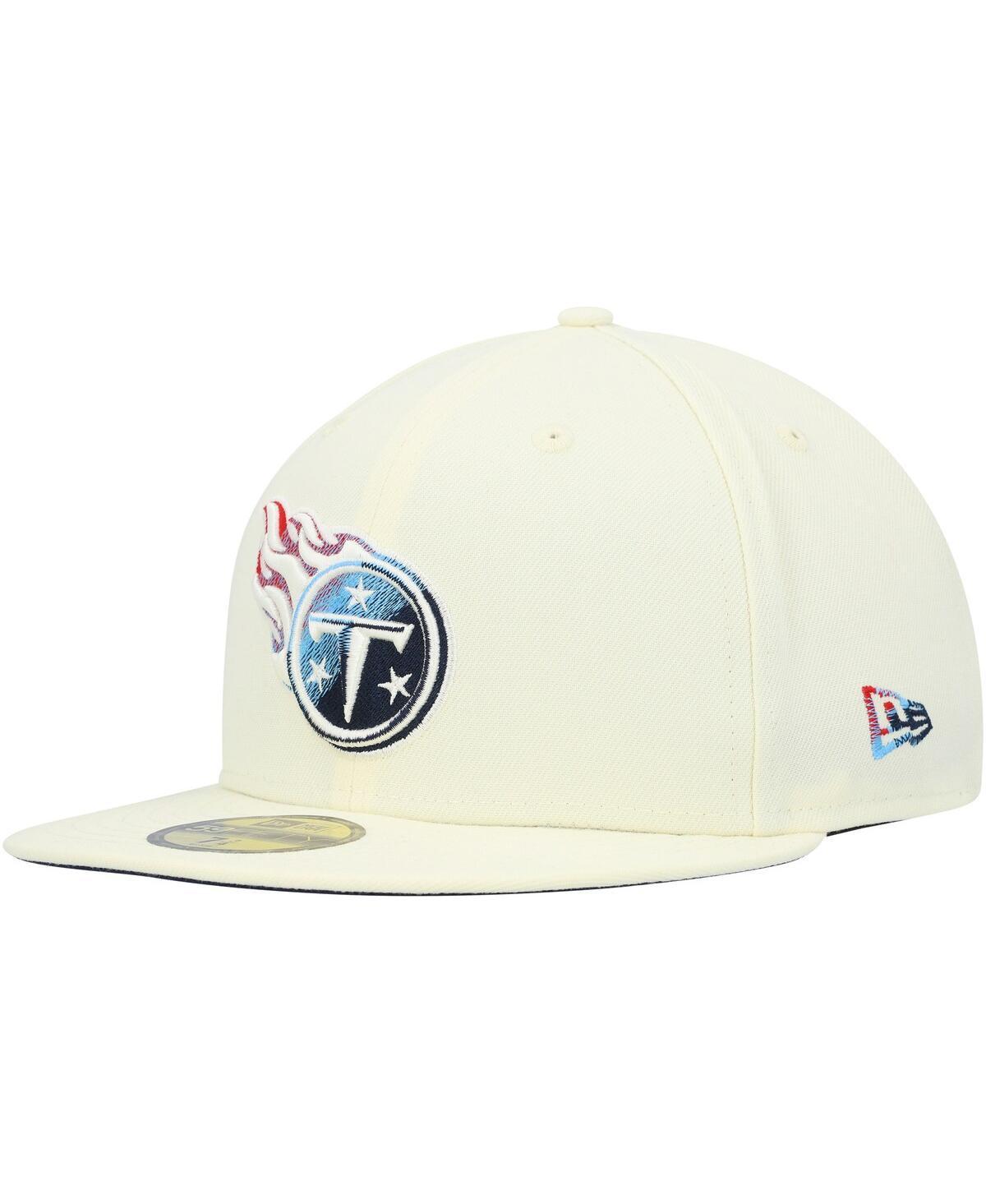 Mens New Era Cream Tennessee Titans Chrome Color Dim 59FIFTY Fitted Hat Product Image