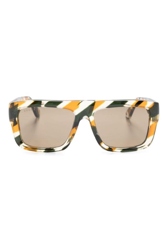 Stripe-print Square-frame Sunglasses In Black Product Image