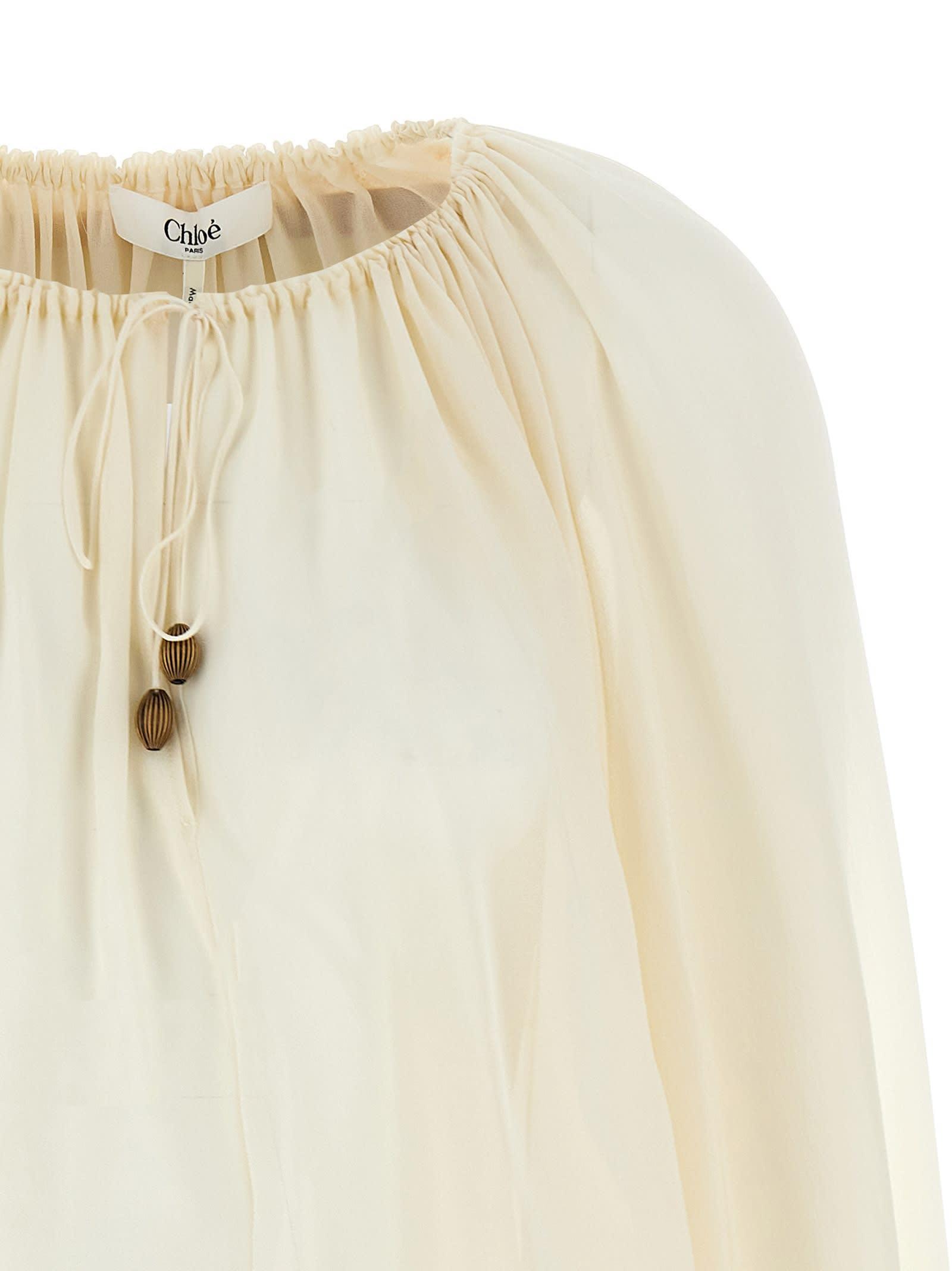 CHLOÉ Silk Ruffled Blouse In White Product Image