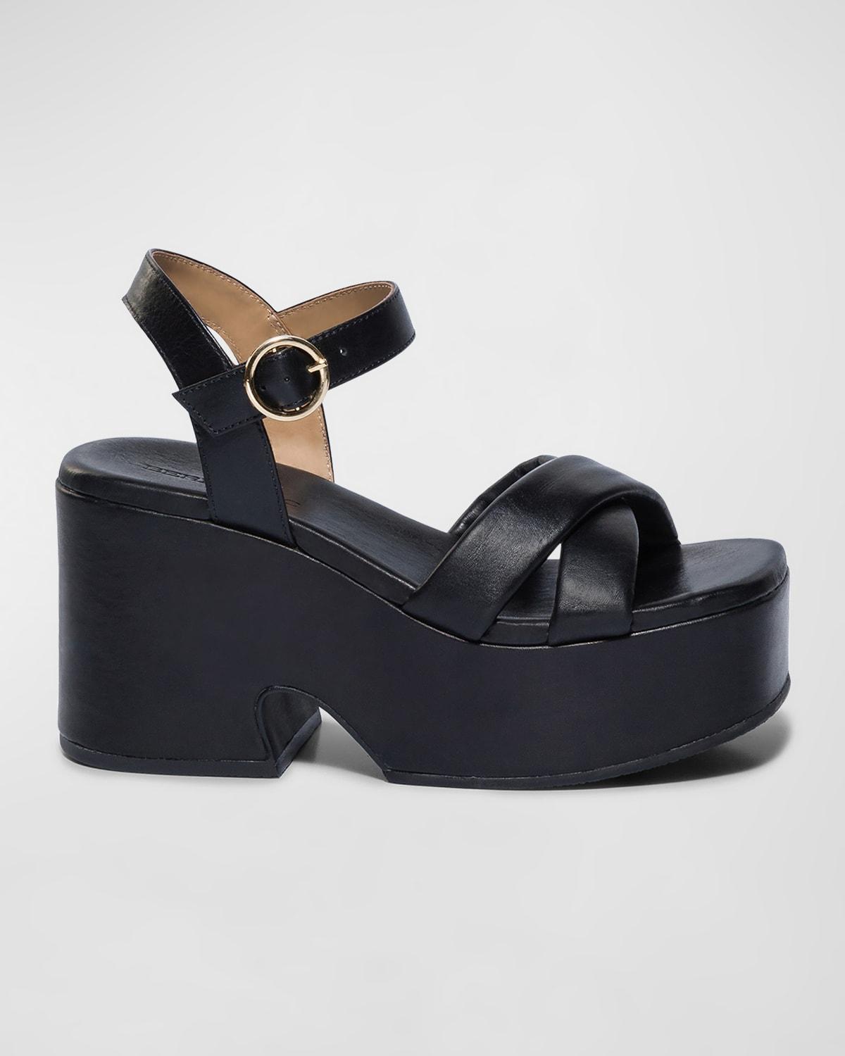 Leather Crisscross Platform Sandals Product Image