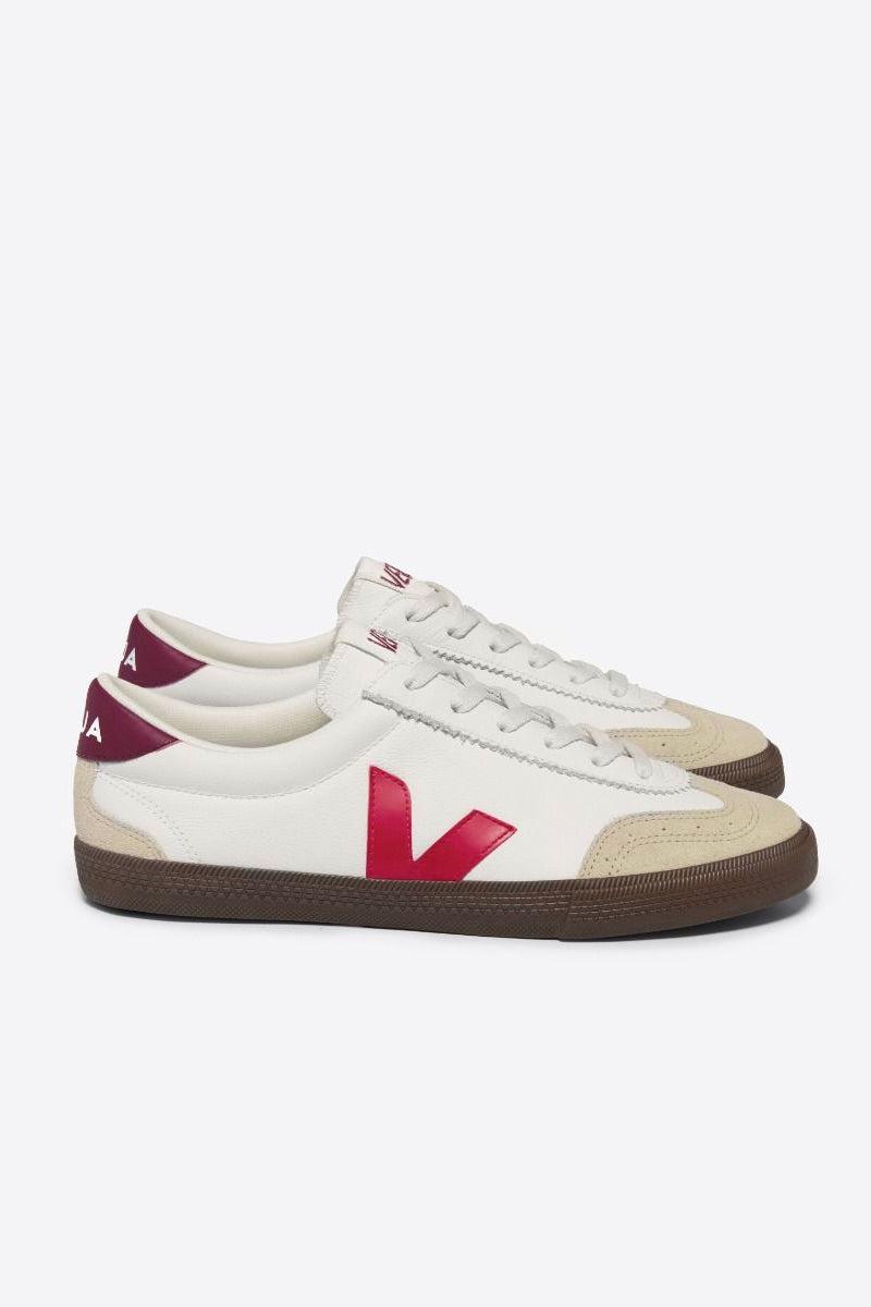 Veja Volley Leather Sneaker - White Pekin Bark Product Image