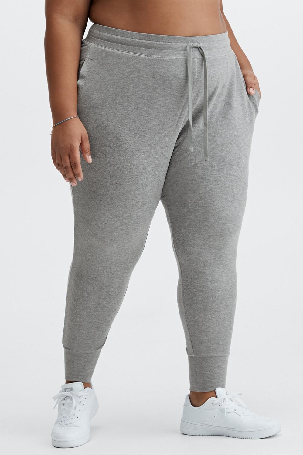 Fabletics Luxe Terry Jogger Womens Charcoal Heather plus Size 4X Product Image