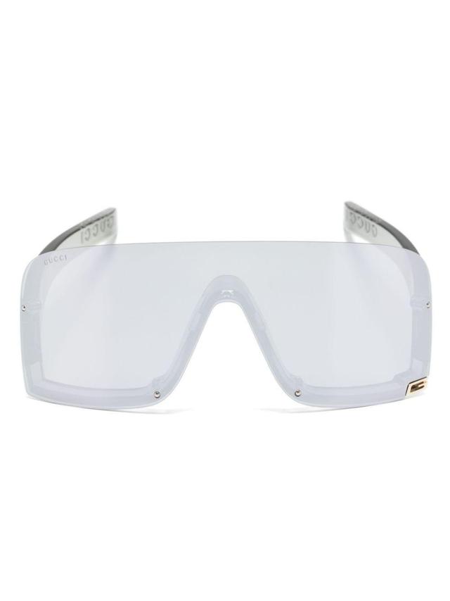 Logo-plaque Shield-frame Sunglasses In Grey Product Image