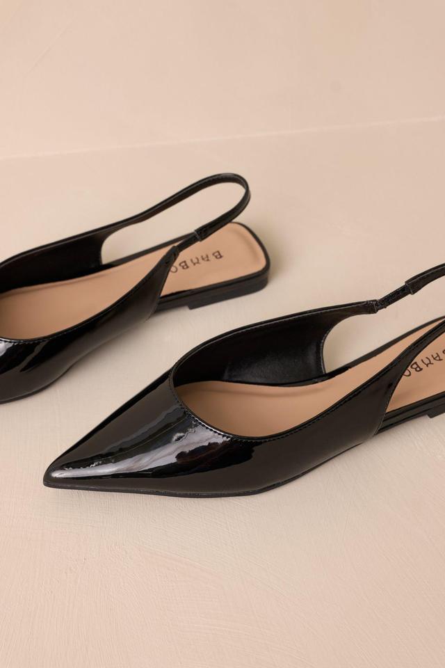 Mixed Feelings Black Pointed-Toe Slingback Flats Product Image