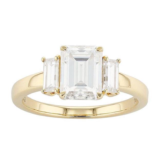 Radiant Fire 14k Gold 3-Stone Lab-Created Moissanite Engagement Ring, Womens Product Image