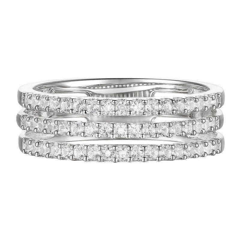 Sterling Silver 1/2 Carat T.W. Diamond Multi Row Ring, Womens Product Image