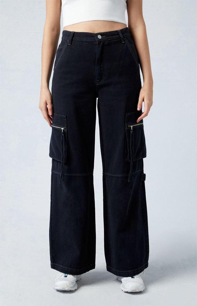 Women's High Waisted Wide Leg Cargo Pants - Product Image