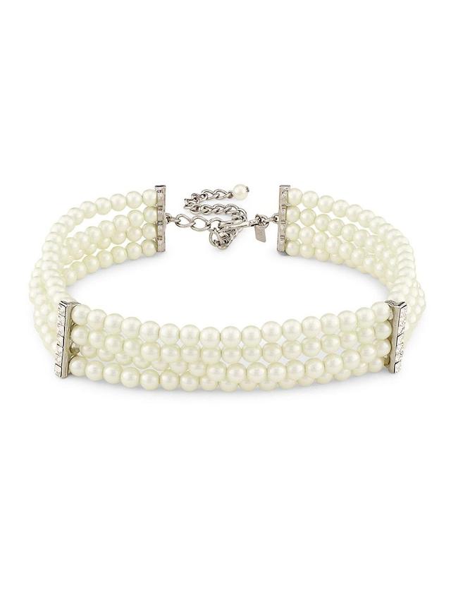 Womens Rhodium-Plated, Pearl & Glass Crystal Choker Product Image