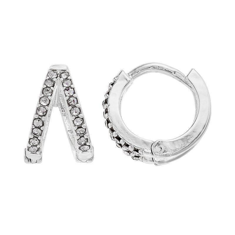 LC Lauren Conrad Split Nickel Free Huggie Hoop Earrings, Womens, Silver Tone Product Image