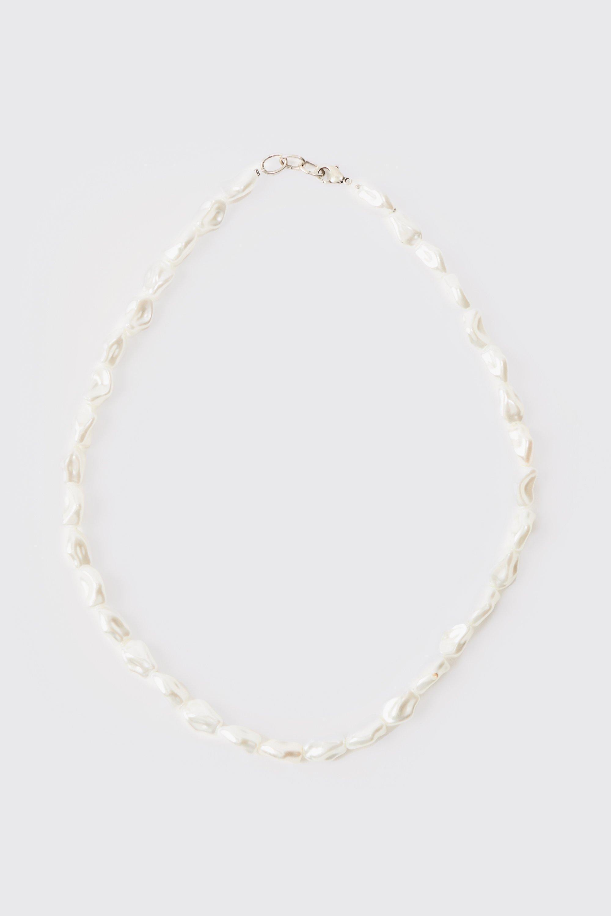 Crushed Pearl Effect Necklace | boohooMAN USA Product Image