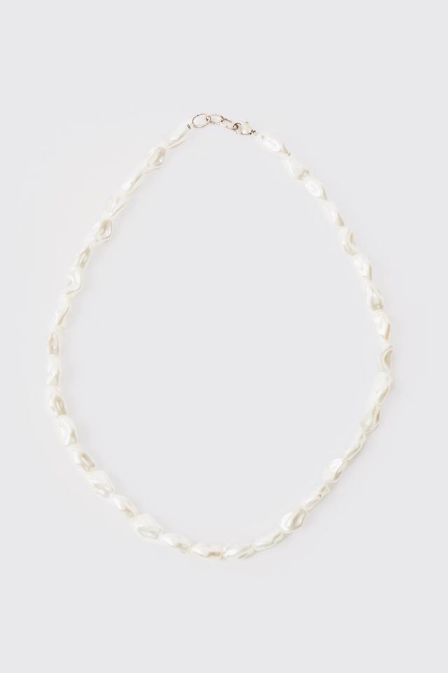 Crushed Pearl Effect Necklace | boohooMAN USA Product Image