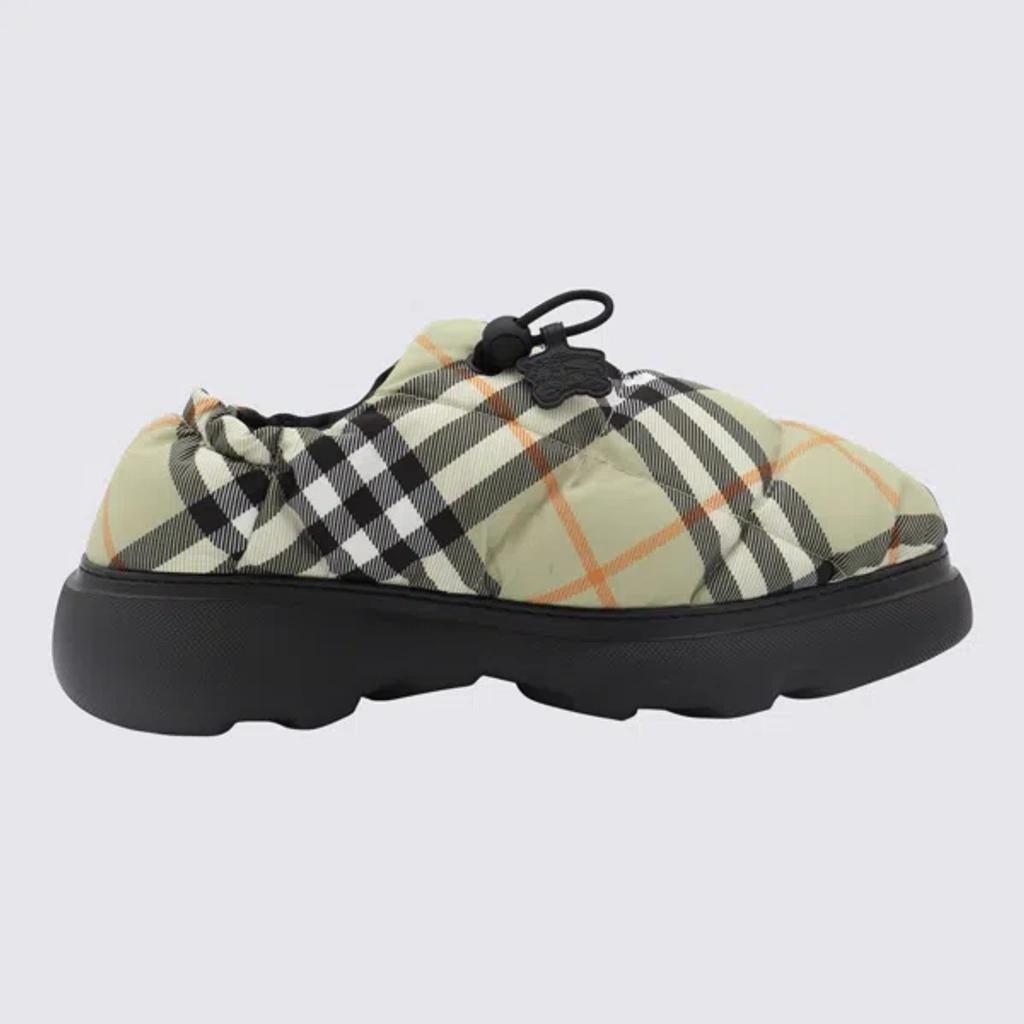 BURBERRY Check Nylon Blend Pillow Mules In Light Sage Product Image