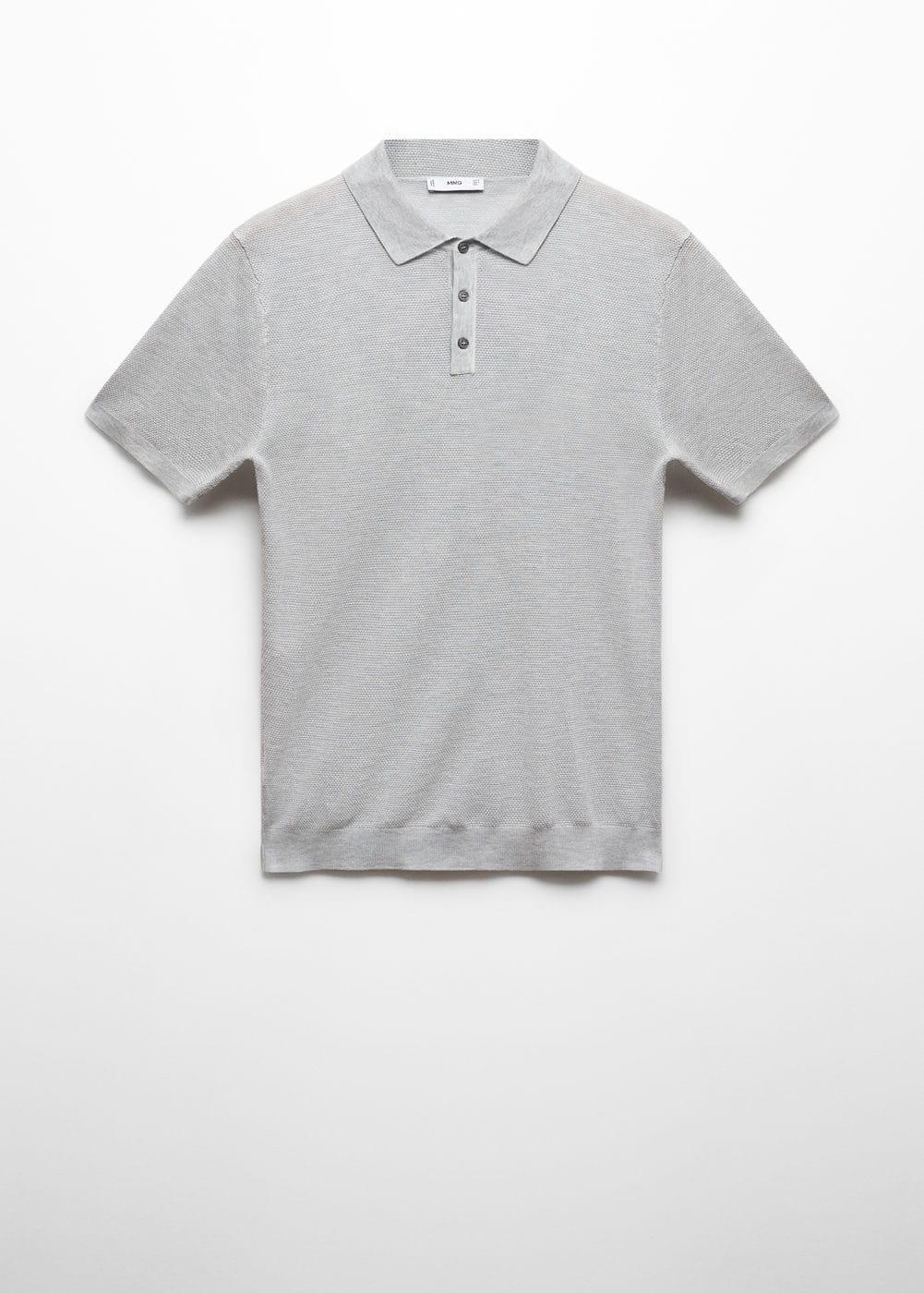 MANGO MAN - Buttoned micro-structure knitted polo shirt light heather greyMen Product Image