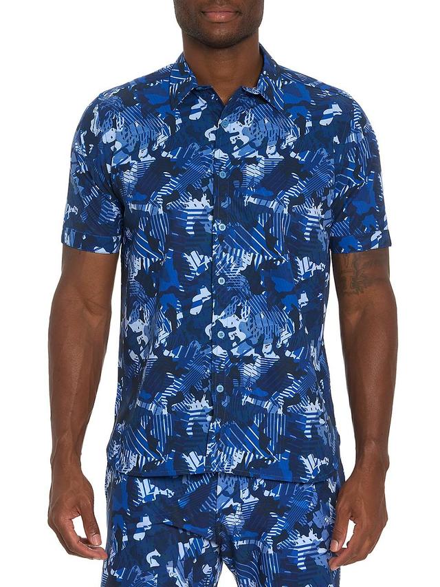 Robert Graham Blues Club Camo Short Sleeve Performance Button-Up Shirt Product Image