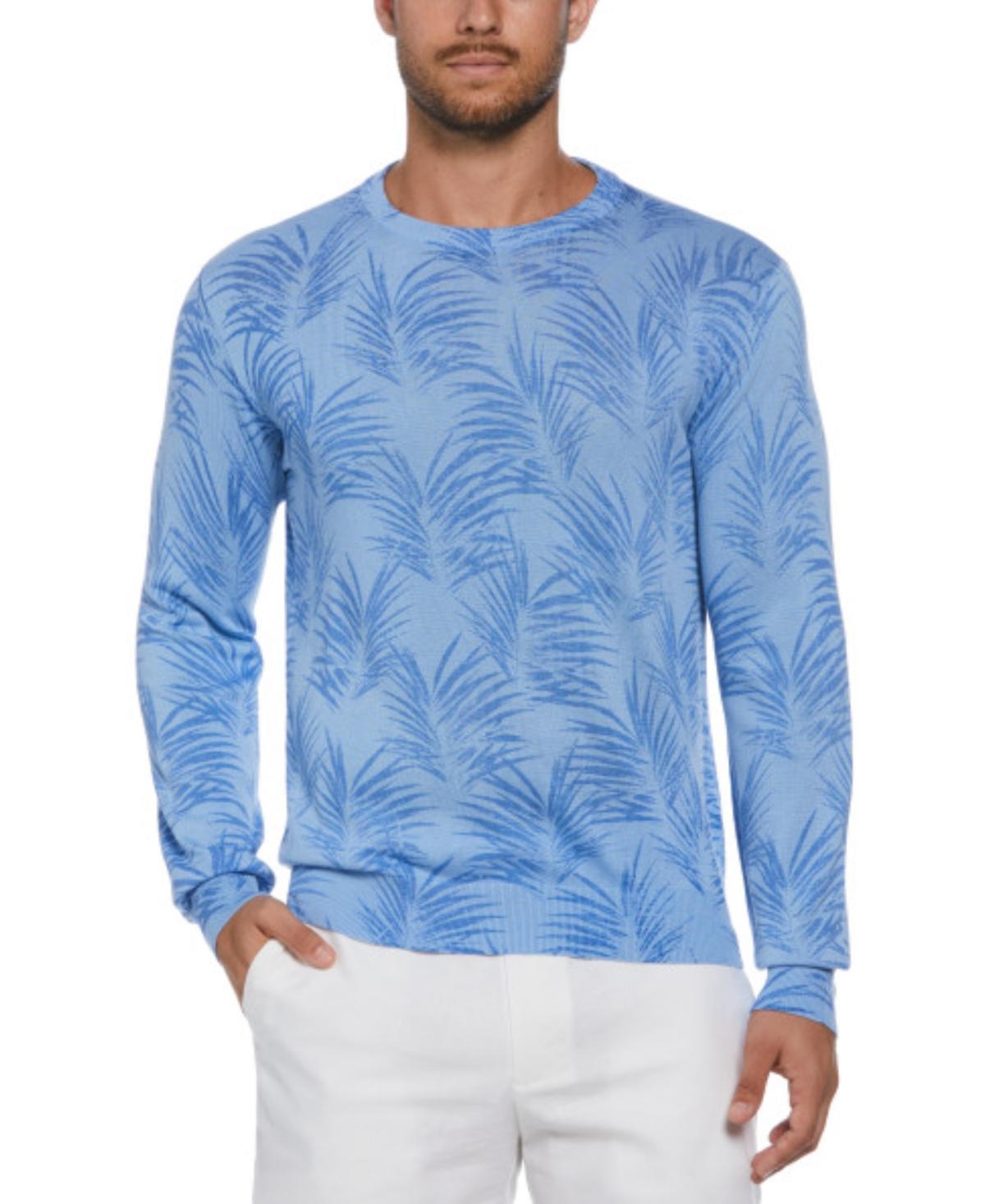 Cubavera Mens Palm Print Crewneck Jacquard Sweater Product Image