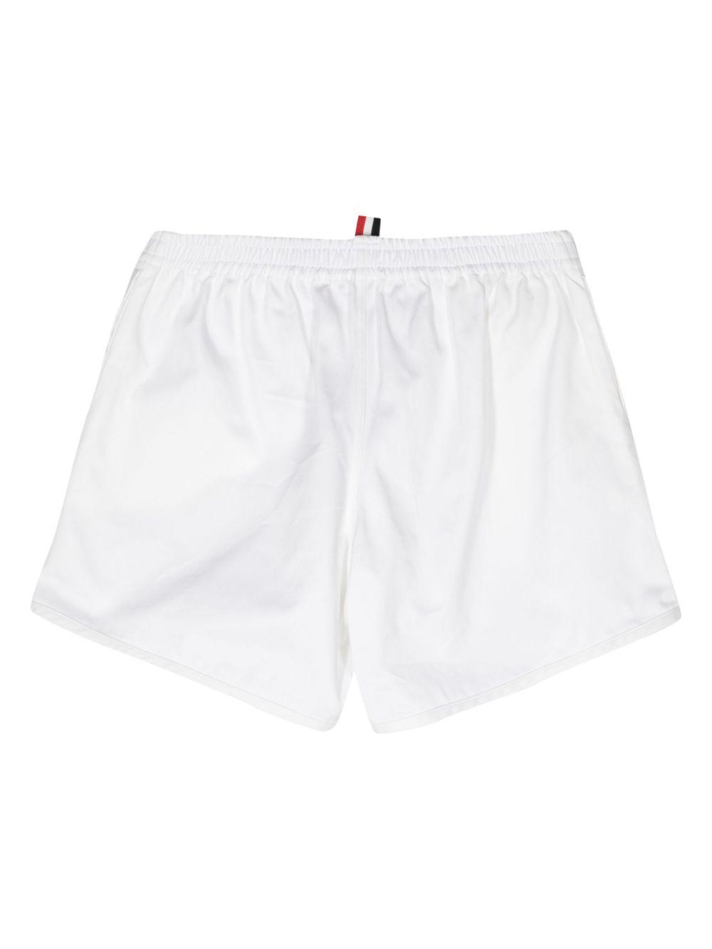 THOM BROWNE Elasticated-waist Cotton Shorts In White Product Image