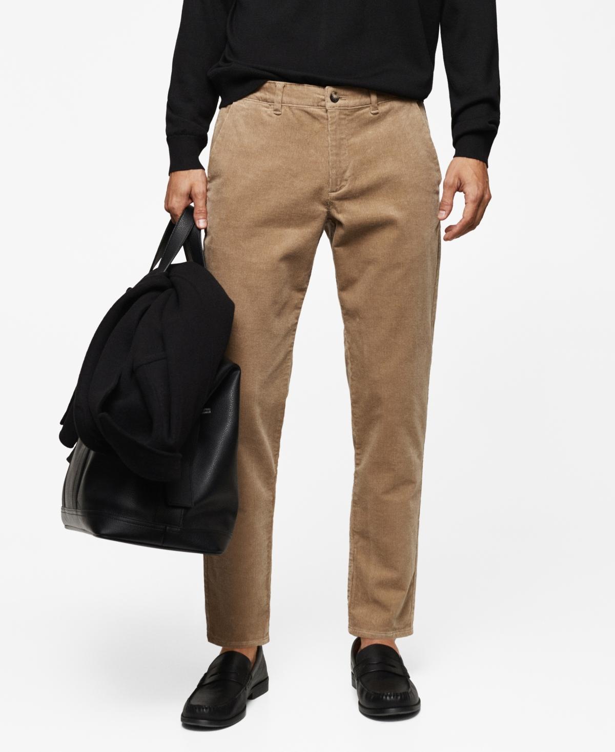 MANGO MAN - Corduroy slim-fit pants with drawstring beigeMen Product Image