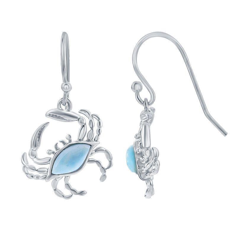 Sterling Silver Larimar Crab Earrings Product Image