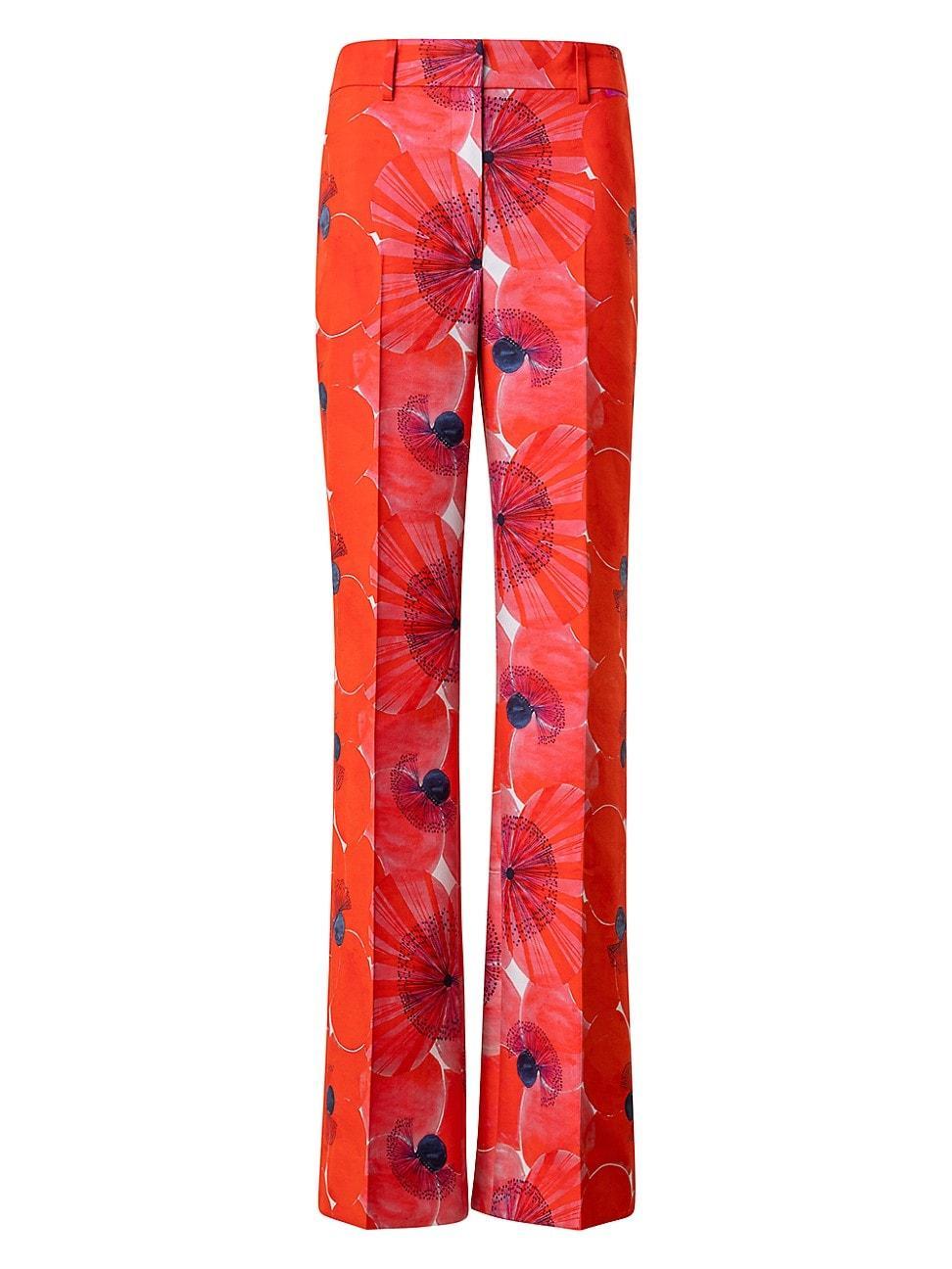 Florine Cotton Silk Poppies Print Pants Product Image