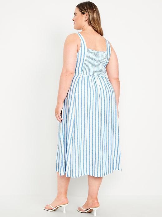 Fit &amp; Flare Linen-Blend Midi Dress Product Image