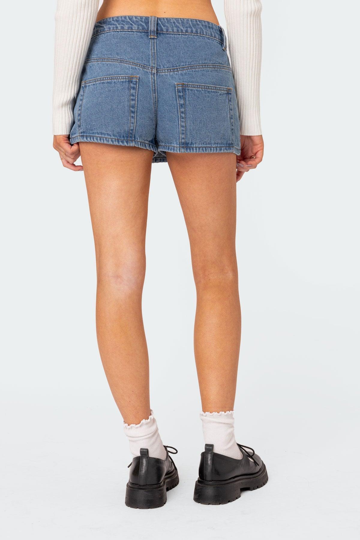 Alivia Satin Bow Denim Micro Skort Product Image