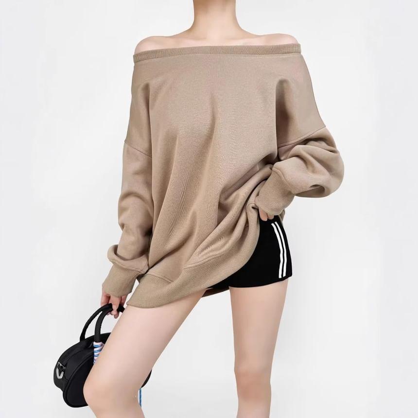 One Shoulder Plain Pullover Product Image