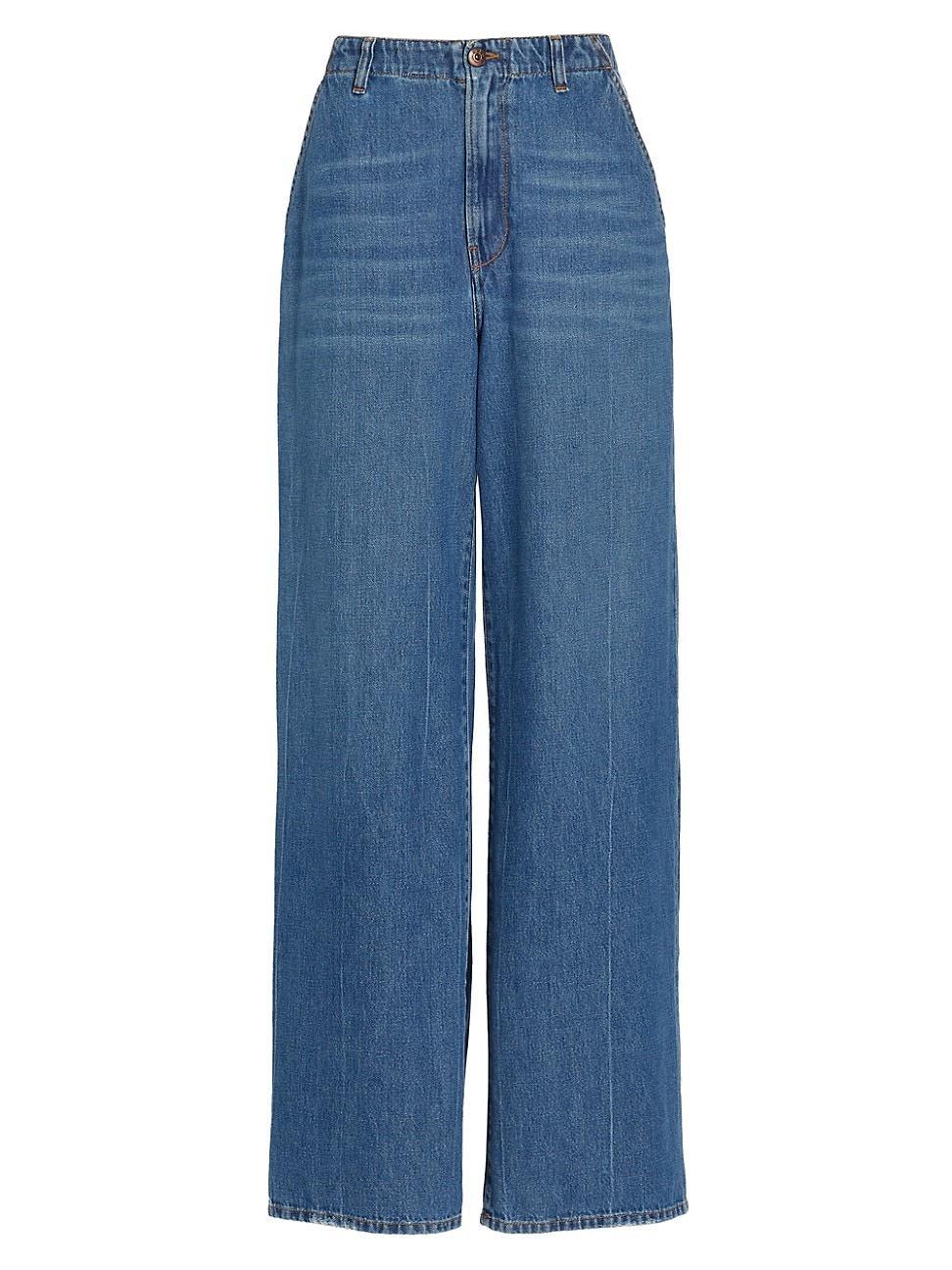 Womens Flip Baggy Denim Trousers Product Image