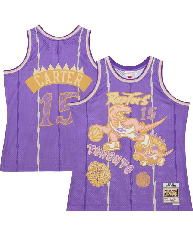 Mens Mitchell & Ness Vince Carter Purple Toronto Raptors Swingman Sidewalk Sketch Jersey - Purple Product Image